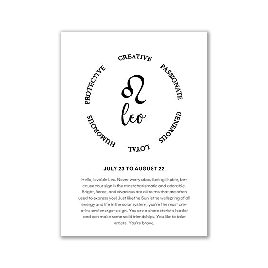 Black And White Zodiac Inspirational Canvas Poster