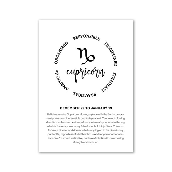 Black And White Zodiac Inspirational Canvas Poster