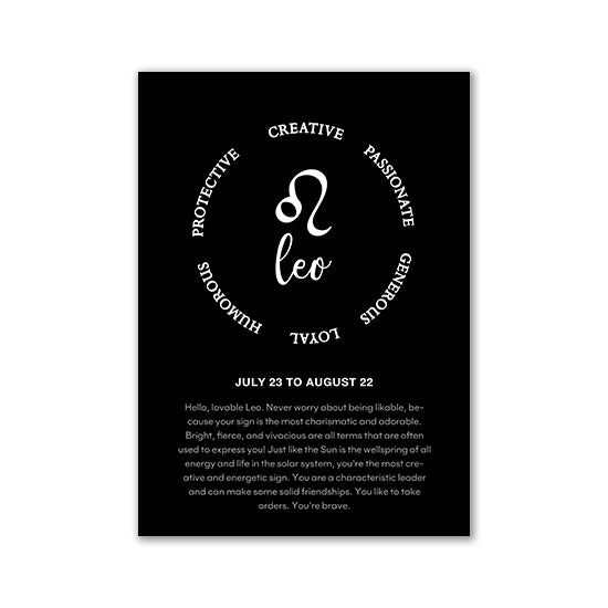 Black And White Zodiac Inspirational Canvas Poster