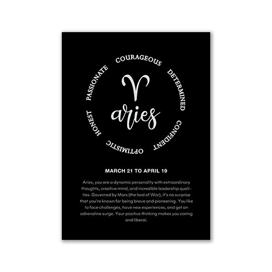 Black And White Zodiac Inspirational Canvas Poster