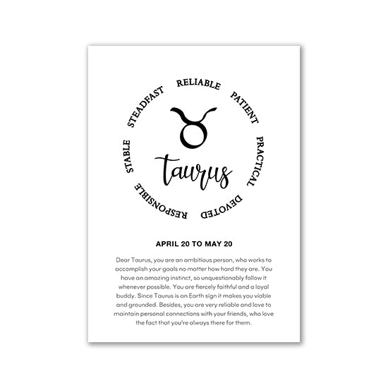 Black And White Zodiac Inspirational Canvas Poster