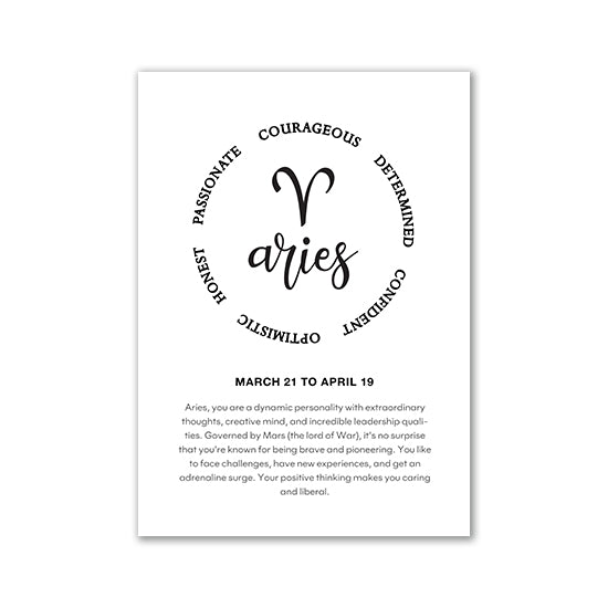 Black And White Zodiac Inspirational Canvas Poster