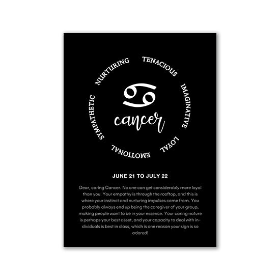 Black And White Zodiac Inspirational Canvas Poster