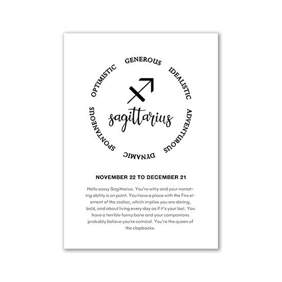 Black And White Zodiac Inspirational Canvas Poster