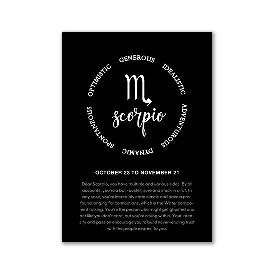 Black And White Zodiac Inspirational Canvas Poster