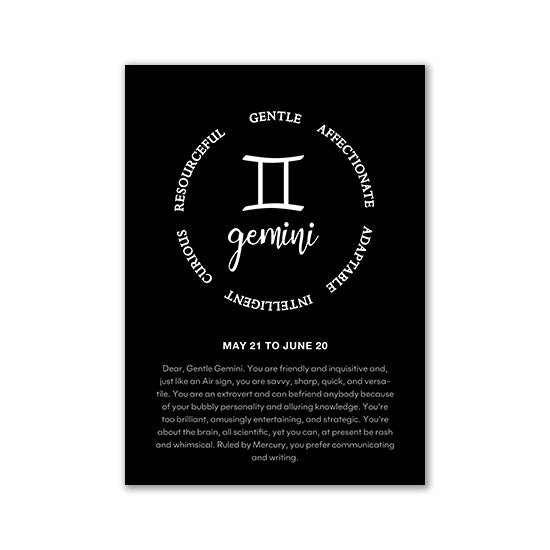 Black And White Zodiac Inspirational Canvas Poster