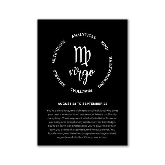 Black And White Zodiac Inspirational Canvas Poster