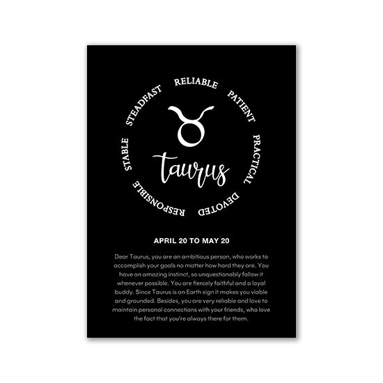 Black And White Zodiac Inspirational Canvas Poster